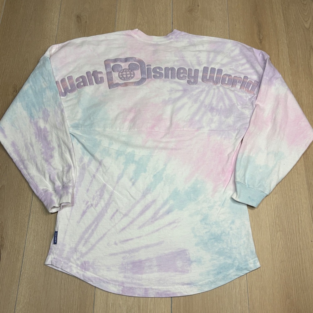 Walt Disney World Spirit Jersey Pastel Tie Dye Glitter Puff Print Pink Purple S